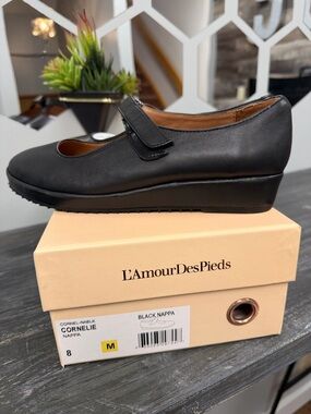 L'Amour Black Nappa Cornelie Mary Jane Platform Shoes